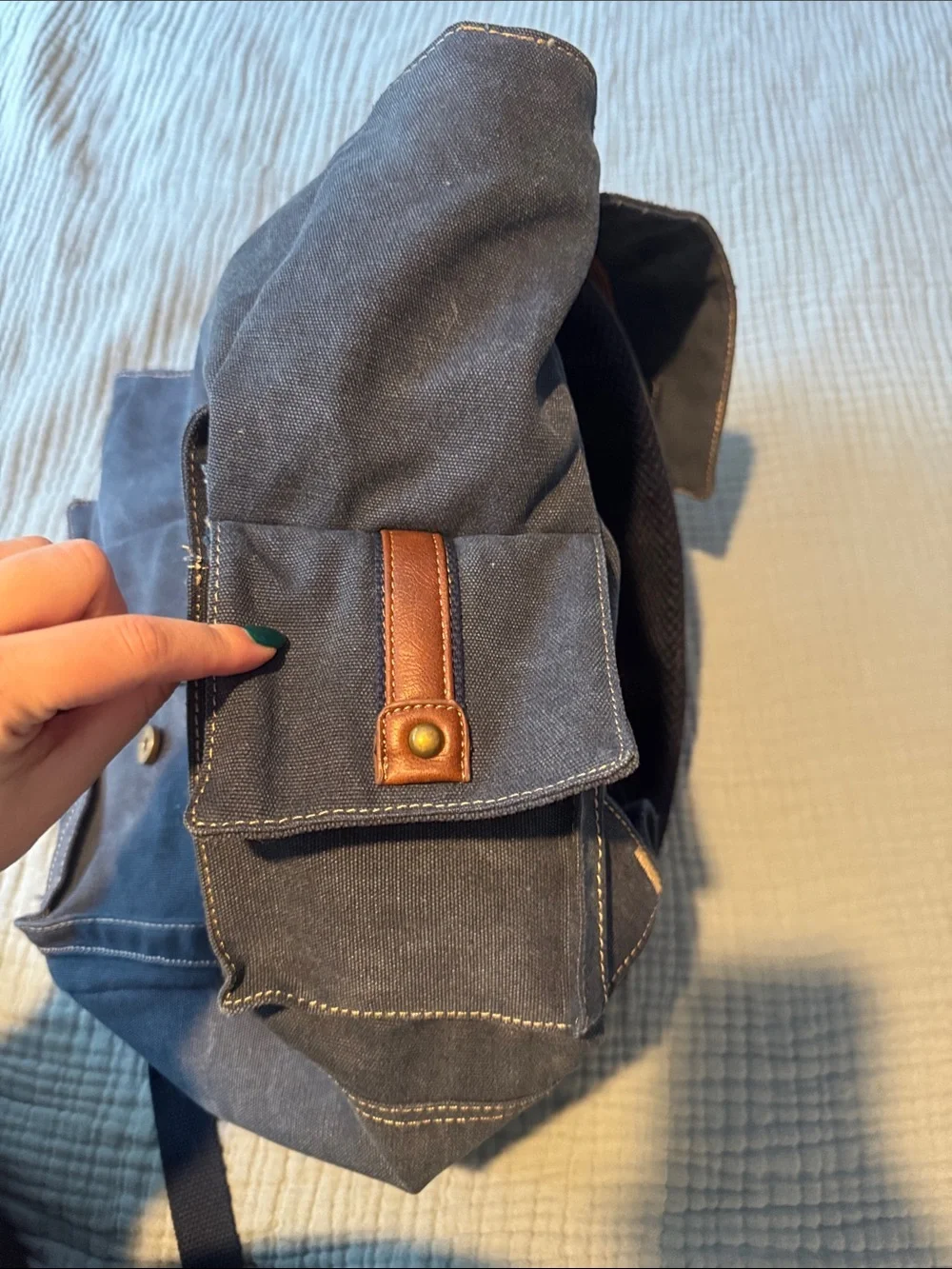 Canvas Backpack with Brown Trim - Men's Casual Daypack